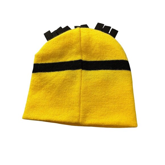 Despicable Me 3 Minion Yellow Knit Beanie Hat With Black Hair Accents Youth Size - Picture 2 of 4